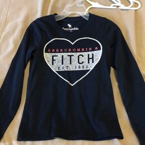 Abercrombie kids blue long sleeve heart logo shirt